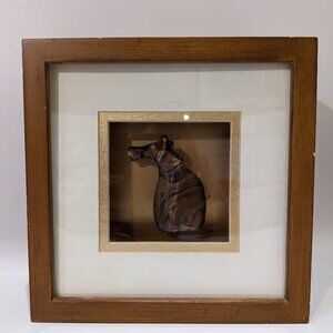 Vintage Chinese Horoscope Shadow Art Box w. Ceramic Horse - Zodiac Astrology